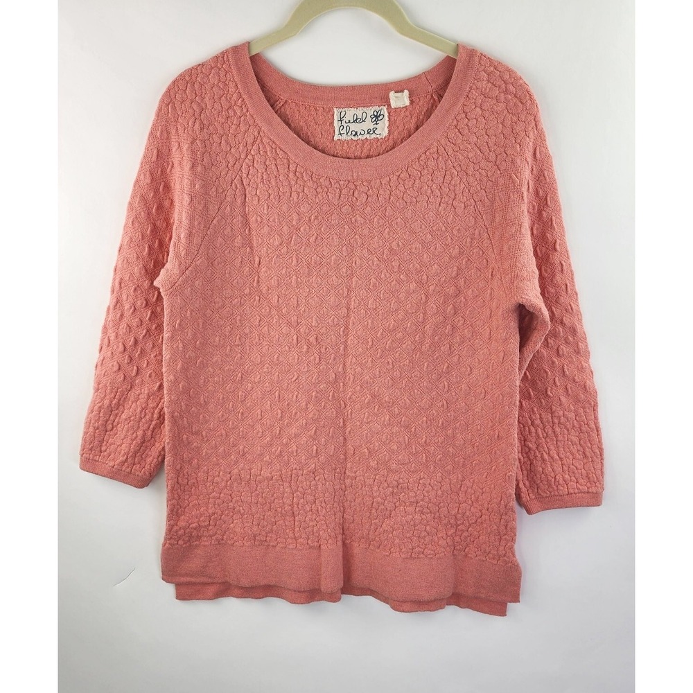 Field & Flower Anthropologie Top Women's Small 3/4 Sleeve Melon Soft